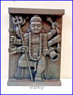 Hindu Goddess Durga Kali Devi Temple Vintage Wall Panel sculpture Statue panel