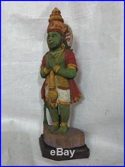 Hindu Temple God Humble Hanuman Praying Sculpture Statue Vintage Idol Kuberan