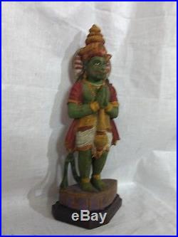 Hindu Temple God Humble Hanuman Praying Sculpture Statue Vintage Idol Kuberan