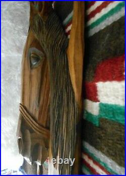 Horse Head Wood Hand Carved Vintage perfect for Horse Ranch 19 tall