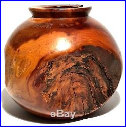 Hosler Indiana Vintage Cherry Burl Wood Hand Crafted Artisan Sculpture Vase