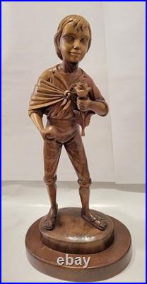 Huge 20 Vintage M. Garrido Signed Wood Carving 1977 Spanish Folk Art Sculpture