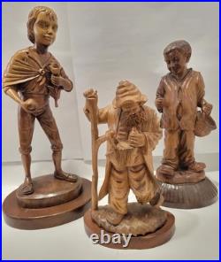 Huge 20 Vintage M. Garrido Signed Wood Carving 1977 Spanish Folk Art Sculpture