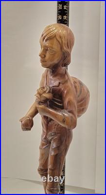 Huge 20 Vintage M. Garrido Signed Wood Carving 1977 Spanish Folk Art Sculpture