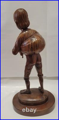 Huge 20 Vintage M. Garrido Signed Wood Carving 1977 Spanish Folk Art Sculpture