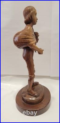 Huge 20 Vintage M. Garrido Signed Wood Carving 1977 Spanish Folk Art Sculpture