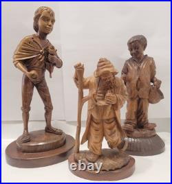 Huge 20 Vintage M. Garrido Signed Wood Carving 1977 Spanish Folk Art Sculpture