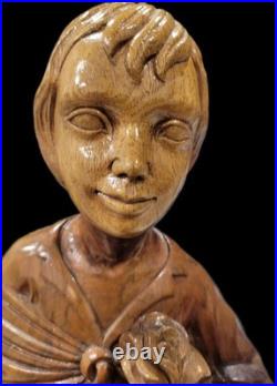 Huge 20 Vintage M. Garrido Signed Wood Carving 1977 Spanish Folk Art Sculpture Huge 20 Vintage M. Garrido Signed Wood Carving 1977 Spanish Folk Art Sculpture