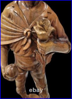 Huge 20 Vintage M. Garrido Signed Wood Carving 1977 Spanish Folk Art Sculpture