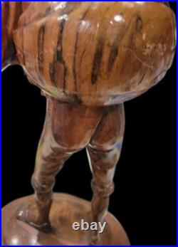 Huge 20 Vintage M. Garrido Signed Wood Carving 1977 Spanish Folk Art Sculpture