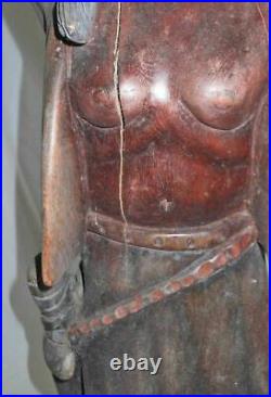 Huge Ancient Celtic Warrior Druid Wood Carving Folk Art Whimsical Vintage Patina