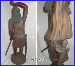 Huge Ancient Celtic Warrior Druid Wood Carving Folk Art Whimsical Vintage Patina