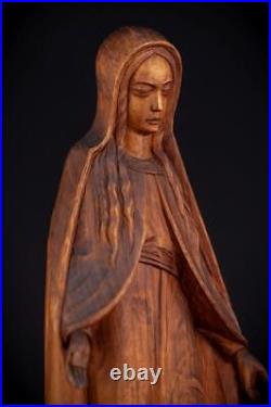 Immaculate Conception of Virgin Mary Wood Sculpture Vintage Madonna 20.3
