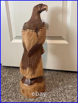 Incredible Vintage Signed WK 87 Nassau Sculpture Carved Wood Eagle 18