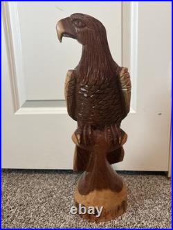 Incredible Vintage Signed WK 87 Nassau Sculpture Carved Wood Eagle 18