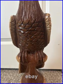 Incredible Vintage Signed WK 87 Nassau Sculpture Carved Wood Eagle 18