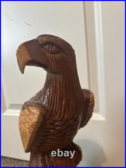 Incredible Vintage Signed WK 87 Nassau Sculpture Carved Wood Eagle 18
