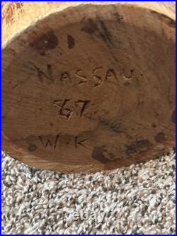 Incredible Vintage Signed WK 87 Nassau Sculpture Carved Wood Eagle 18