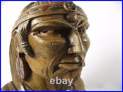 Indian Art Wood Sculpture Carving Chief Head carved bust vintage