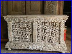 Indian Handmade Antique Finish Wooden Carving Console Table With Lighting