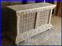 Indian Handmade Antique Finish Wooden Carving Console Table With Lighting