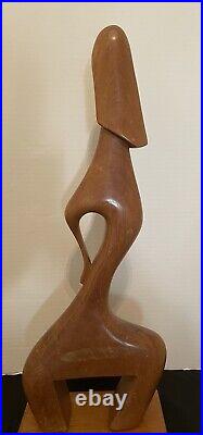 J G Casas 19 Vintage Wood Sculpture Carving Modernism Abstract