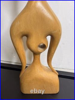 J G Casas Vintage Wood Sculpture Carving Modernism Abstract MID Century Modern