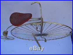 JERE Rare GOLD color Metal Bike Penny Farthing Vintage Wall Sculpture Signed