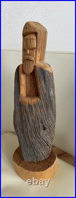 JOHN TOLLARD TAOS. N. M. VINTAGE 1989 St Francis Carved Cedar Sculpture 17 TALL