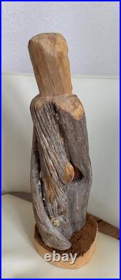JOHN TOLLARD TAOS. N. M. VINTAGE 1989 St Francis Carved Cedar Sculpture 17 TALL