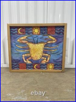 JUBILEE SQUARES Mardi Gras Vtg Frame Wood Hand Made Carved Crab Tony Krysinsky