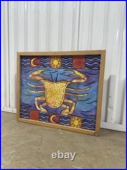 JUBILEE SQUARES Mardi Gras Vtg Frame Wood Hand Made Carved Crab Tony Krysinsky