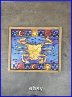 JUBILEE SQUARES Mardi Gras Vtg Frame Wood Hand Made Carved Crab Tony Krysinsky