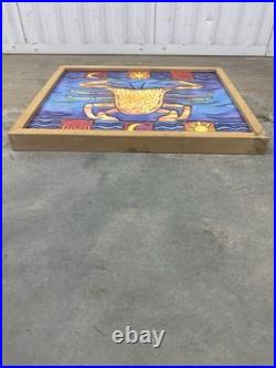 JUBILEE SQUARES Mardi Gras Vtg Frame Wood Hand Made Carved Crab Tony Krysinsky