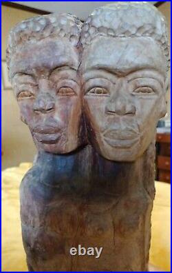 Jamaican Love Unity Totem Blue Mahoe Wood Carving By Eric Williams 13 Vintage