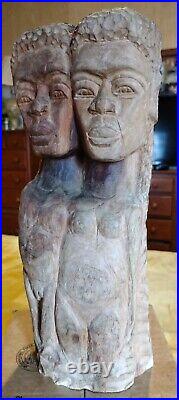 Jamaican Love Unity Totem Blue Mahoe Wood Carving By Eric Williams 13 Vintage