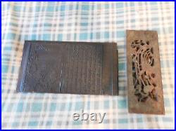 Japanese Antique Wood Printing Block and Japan Carving Red gold gilt Carving