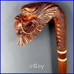 Japanese Dragon Cane Walking Sticks Wooden Handmade Hand carving Exclusive