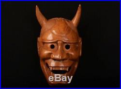 Japanese Noh mask wood carving Hannya Vintage With box