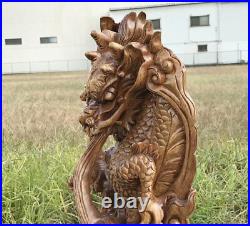 Japanese Vintage Wood Carving Large Heavy Dragon Sculpture Japanese antiques