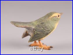 Japanese Vintage Wooden Bird Sculpture Nightingale by Ueno Gyokusui