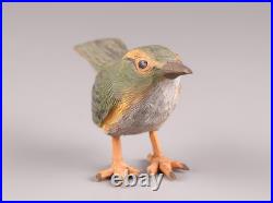 Japanese Vintage Wooden Bird Sculpture Nightingale by Ueno Gyokusui