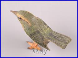 Japanese Vintage Wooden Bird Sculpture Nightingale by Ueno Gyokusui