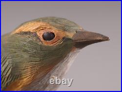 Japanese Vintage Wooden Bird Sculpture Nightingale by Ueno Gyokusui