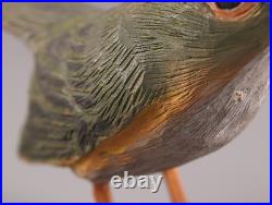 Japanese Vintage Wooden Bird Sculpture Nightingale by Ueno Gyokusui