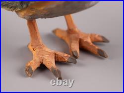 Japanese Vintage Wooden Bird Sculpture Nightingale by Ueno Gyokusui
