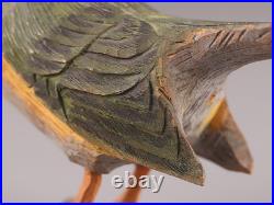 Japanese Vintage Wooden Bird Sculpture Nightingale by Ueno Gyokusui