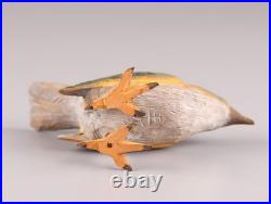 Japanese Vintage Wooden Bird Sculpture Nightingale by Ueno Gyokusui