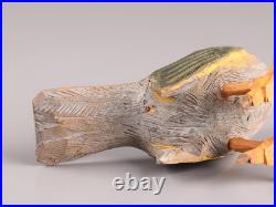 Japanese Vintage Wooden Bird Sculpture Nightingale by Ueno Gyokusui