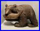 Japanese bear and salmon native Ainu Folk Art Sculpture 19 Vintage Carved Wood
